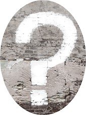 FAQ. question mark on wall